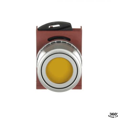 ABB P9MPLGGV Drucktaster flach gelb, Metall, tastend, beleuchtbar, Glas-Linse Taster-Vorsatz, Kontakthalter, und Kontermutter