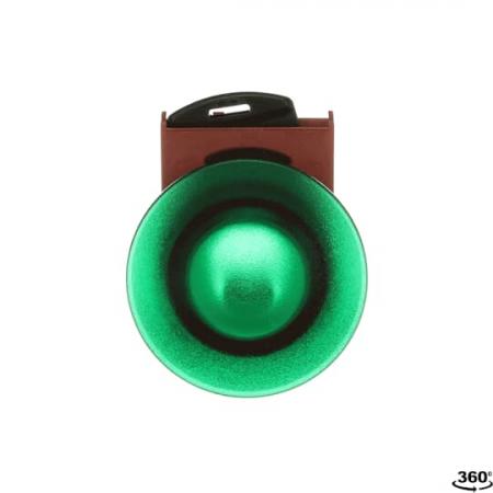 ABB P9MET4VL1 Pilztaster 40mm grün, Metall, verrastend, beleuchtbar Taster-Vorsatz, Kontakthalter und Kontermutter
