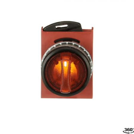 ABB P9MSLZ0A Wahlschalter 3 Positionen orange, kurzer Griff, 3 Positionen: -45˚ / 0˚ / 45˚ in allen Positionen rastend, beleuchtbar, Kontakthalter und Kontermutter