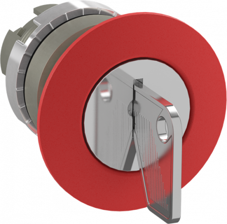 ABB P9MEC4RN01 Pilztaster 40mm rot Schlüssel, Metall, verrastend Taster-Vorsatz, nicht beleuchtbar, Kontakthalter und Kontermutter