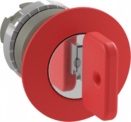 ABB P9MEC4RN37 Pilztaster 40mm rot Schlüssel, Metall, verrastend Taster-Vorsatz, nicht beleuchtbar, Kontakthalter und Kontermutter