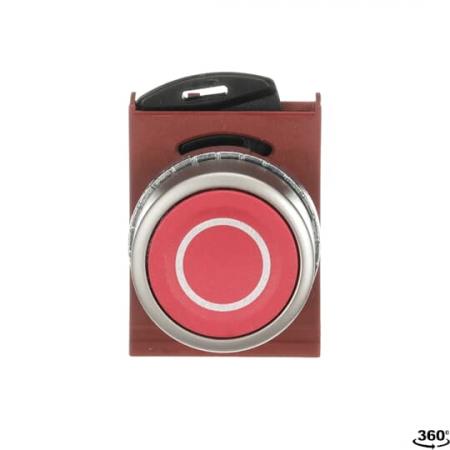 ABB P9MPNRG029 Drucktaster flach rot "0", Metall, tastend, nicht beleuchtbar Taster-Vorsatz, Kontakthalter, und Kontermutter