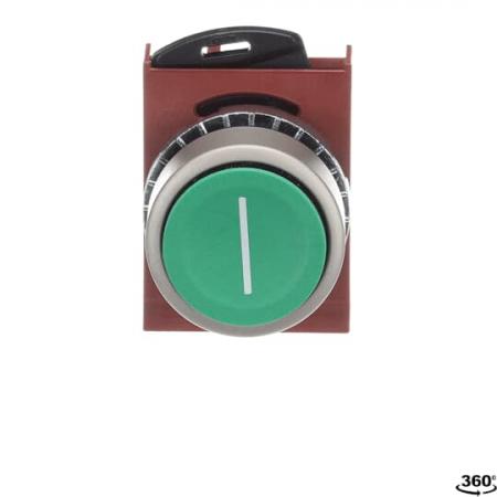 ABB P9MPNVG028 Drucktaster flach grün "I", Metall, tastend, nicht beleuchtbar Taster-Vorsatz, Kontakthalter, und Kontermutter