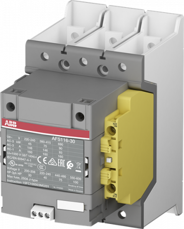 ABB AFS116-30-12B-34 SafetySchütz, 55 kW, 250-500 V 50/60 Hz / DC, Hiko: 1S+2Ö, Schienenanschlüsse integrierte SPS-Schnittstelle, für Sicherheitsanwendungen