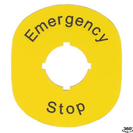 ABB MA6-1101 Schild Emergency Stop, Kunststoff, gelb für vertikal montierte Kunststoffgehäuse