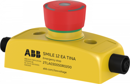 ABB Smile 12 EA Tina Not-Halt-Taster 1 x 5-polig M12 Stift- und Buchsenstecker mit dynamischem Funktionsprinzip, LED-Anzeige im Taster