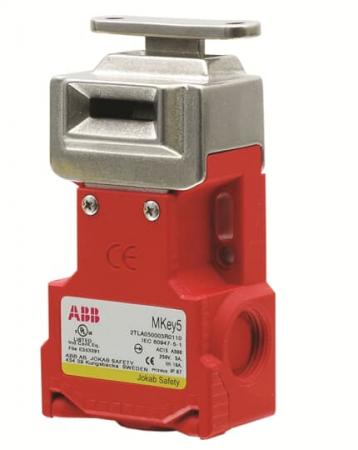 ABB MKey5 SSH Sicherheitsschalter mit Standardbetätiger, 2Öffner + 1 Schließer nicht verriegelte Zuhaltekraft 12 N mit Edelstahlkopf