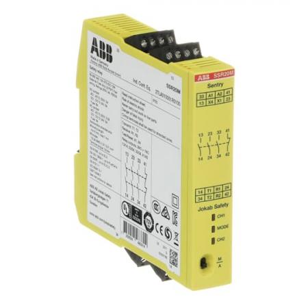 ABB Sentry SSR20M Sicherheitsrelais 85-265 V AC/120-375 V DC Relaisausgänge 3 Schließer + 1 Öffner Betriebsspannung 85-265 V AC /120-275 V DC Zweihand-Funktion