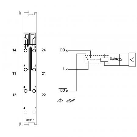 WAGO 750-517 Relaisausgangsklemme 2-Kanal AC 250 V 1 A potentialfrei