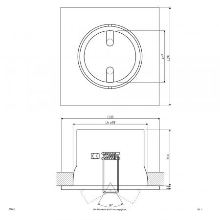 EVN Decken-Einbaustrahler für GU5.3 Leuchtmittel quad. schwenkbar chrom-sat. IP20 12V EinbauØ68