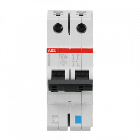 ABB S401M-C25NP Sicherungsautomat C-Char., 25 A, NP, 10 kA, 2P, steckbar geschützter Neutralleiter
