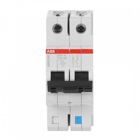ABB S401M-C32NP Sicherungsautomat C-Char., 32 A, NP, 10 kA, 2P, steckbar geschützter Neutralleiter