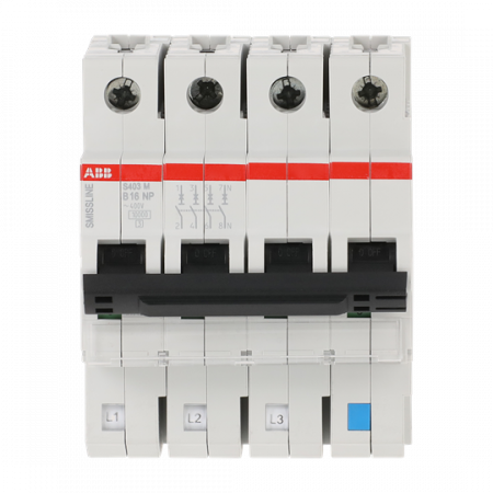 ABB S403M-B16NP Sicherungsautomat B-Char., 16 A, NP, 10 kA, 4P, steckbar geschützter Neutralleiter