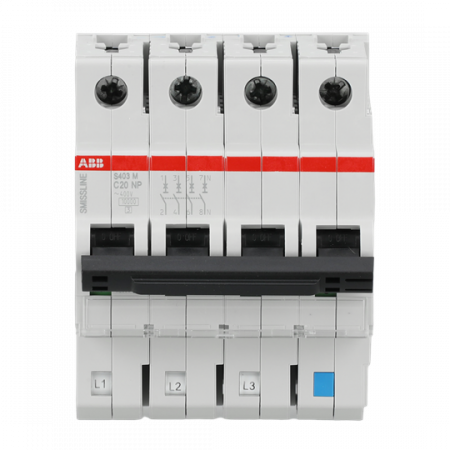 ABB S403M-C20NP Sicherungsautomat C-Char., 20 A, NP, 10 kA, 4P, steckbar geschützter Neutralleiter