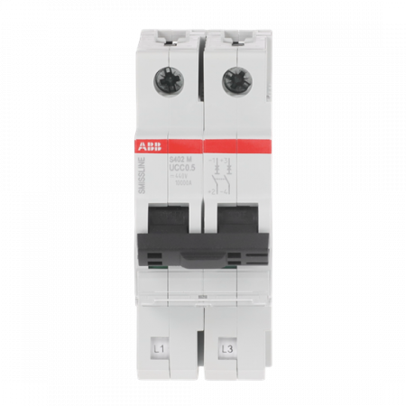 ABB S402M-UCC0.5 Sicherungsautomat C, 0,5 A, 250 V DC, 2P, 50 kA, steckbar