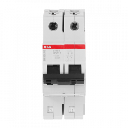 ABB S402M-UCC1.6 Sicherungsautomat C, 1, 6 A, 1250 V DC, 2P, 50 kA, steckbar