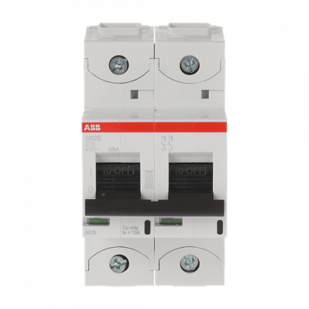 ABB S802S-C13 Hochleist.-Sicherungsautomat, 13A, D, 400 V AC=Icu 50kA, 690 V AC=Icu6kA, 2P