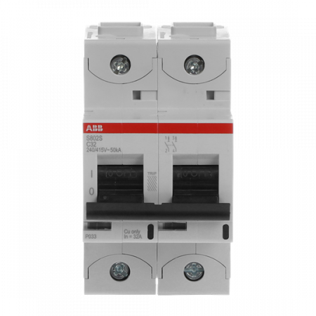 ABB S802S-C32 Hochleist.-Sicherungsautomat, 32A, C, 400 V AC=Icu 50kA, 690 V AC=Icu6kA, 2P