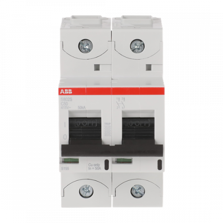 ABB S802S-C50 Hochleist.-Sicherungsautomat, 50A, C, 400 V AC=Icu 50kA, 690 V AC=Icu6kA, 2P