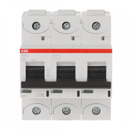 ABB S803S-C20 Hochleist.-Sicherungsautomat, 20A, C, 400 V AC=Icu 50kA, 690 V AC=Icu6kA, 3P