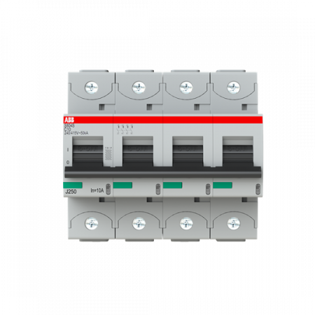 ABB S804S-C10 Hochleist.-Sicherungsautomat, 10A, C, 400 V AC=Icu 50kA, 690 V AC=Icu6kA, 4P