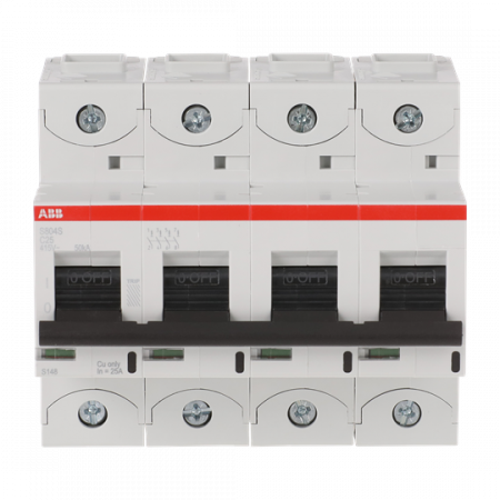 ABB S804S-C25 Hochleist.-Sicherungsautomat, 25A, C, 400 V AC=Icu 50kA, 690 V AC=Icu6kA, 4P