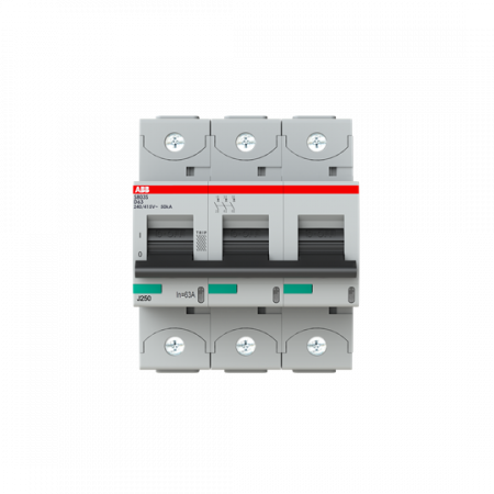 ABB S803S-D63 Hochleist.-Sicherungsautomat, 63A, D, 400 V AC=Icu 50kA, 690 V AC=Icu6kA, 3P