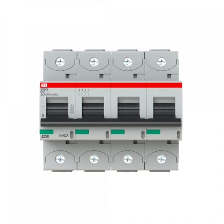 ABB S804S-D63 Hochleist.-Sicherungsautomat, 63A, D, 400 V AC=Icu 50kA, 690 V AC=Icu6kA, 4P