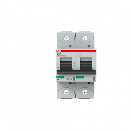 ABB S802S-K16 Hochleist.-Sicherungsautomat, 16A, K, 400 V AC=Icu 50kA, 690 V AC=Icu6kA, 2P