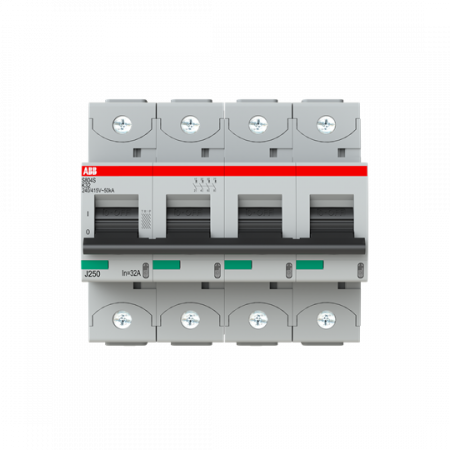 ABB S804S-K32 Hochleist.-Sicherungsautomat, 32A, K, 400 V AC=Icu 50kA, 690 V AC=Icu6kA, 4P