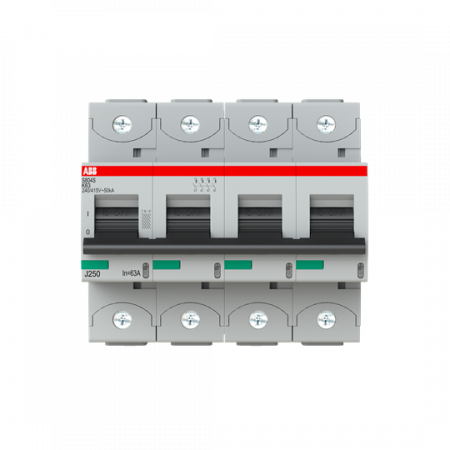 ABB S804S-K63 Hochleist.-Sicherungsautomat, 63A, K, 400 V AC=Icu 50kA, 690 V AC=Icu6kA, 4P