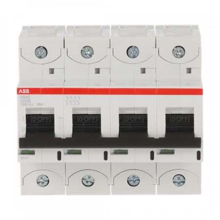 ABB S804S-UCK20 Hochlei.-Sicherungsautomat, 20A, K, 1000VDC=Icu 50kA, 4P
