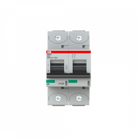 ABB S802N-C32 Hochleist.-Sicherungsaut., 32A, C, 400V AC=Icu 36 kA, 690V AC=Icu 4, 5 kA, 2P