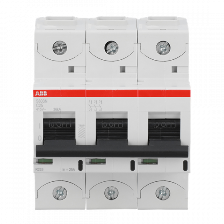 ABB S803N-C25 Hochleist.-Sicherungsautomat, 25A, C, 400 V AC=Icu 36kA, 690 V AC=Icu 4, 5kA,