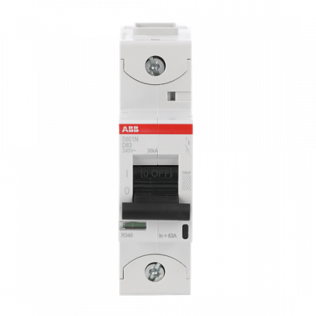 ABB S801N-D63 Hochleist.-Sicherungsa., 63A, D, 400 V AC=Icu 36 kA, 690 V AC=Icu 4, 5 kA, 1P
