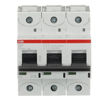 ABB S803C-K10 Hochleist.-Sicherungsautomat, 10A, K, 415 V AC=Icu 25kA, 3P