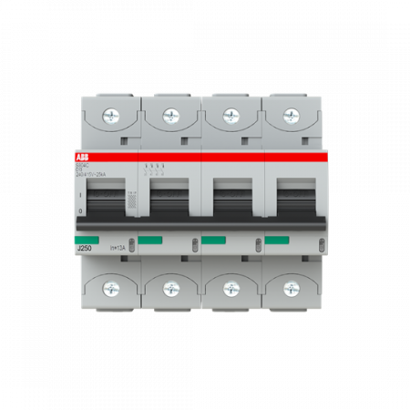 ABB S804C-C13 Hochleist.-Sicherungsautomat, 13A, C, 415 V AC=Icu 25kA, 4P