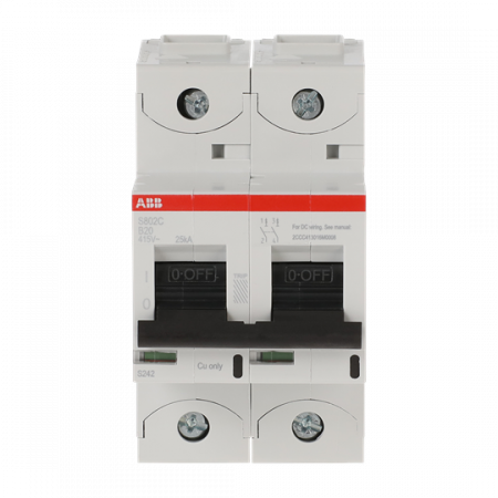 ABB S802C-B20 Hochleistungs-Sicherungsautomat, 20A, B, 415V AC=Icu 25 kA, 2P