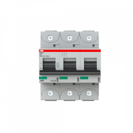ABB S803C-C20 Hochleist.-Sicherungsautomat, 20A, C, 415 V AC=Icu 25kA, 3P