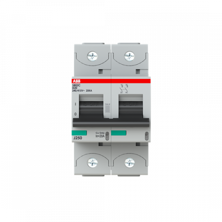 ABB S802C-D20 Hochleistungs-Sicherungsautomat, 20A, D, 415V AC=Icu 25 kA, 2P