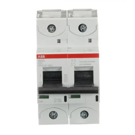 ABB S802C-K25 Hochleistungs-Sicherungsautomat, 25A, K, 415V AC=Icu 25 kA, 2P