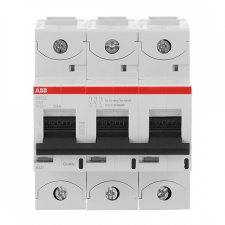 ABB S803C-C40 Hochleist.-Sicherungsautomat, 40A, C, 415 V AC=Icu 25kA, 3P