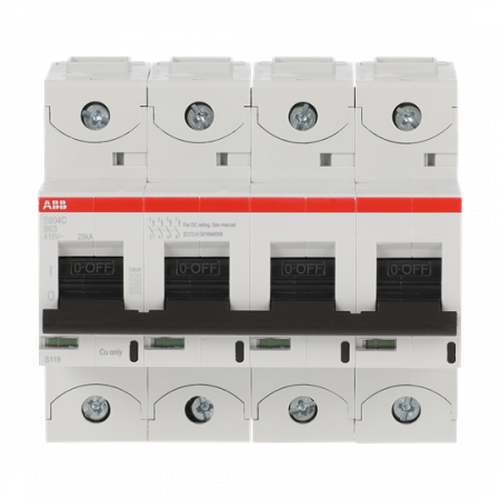 ABB S804C-B63 Hochleist.-Sicherungsautomat, 63A, B, 415 V AC=Icu 25kA, 4P