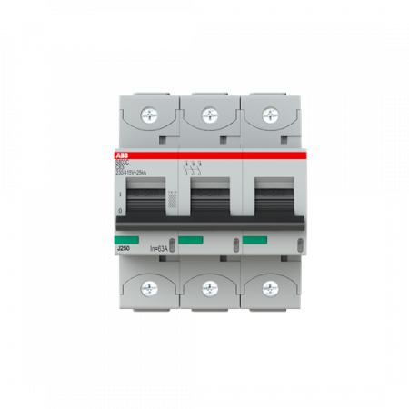 ABB S803C-C63 Hochleist.-Sicherungsautomat, 63A, C, 415 V AC=Icu 25kA, 3P