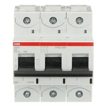 ABB S803U-K25 Hochleist.-Sicherungsautomat, 25A, K, 240 V AC=Icu 50kA, 3P, UL 489
