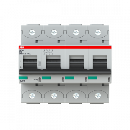 ABB S804U-K90 Hochleist.-Sicherungsautomat, 90A, K, 240 V AC=Icu 50kA, 4P, UL 489