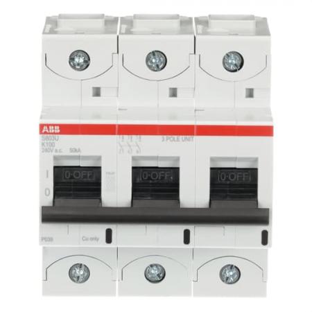 ABB S803U-K100 Hochleist.-Sicherungsautomat, 100A, K, 240 V AC=Icu 50kA, 3P, UL 489
