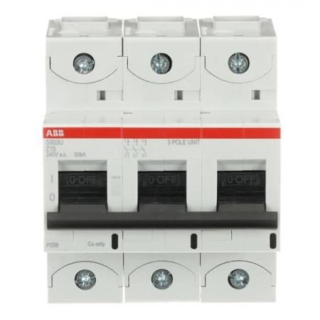 ABB S803U-Z15 Hochleist.-Sicherungsautomat, 15A, Z, 240 V AC=Icu 50kA, 3P, UL 489