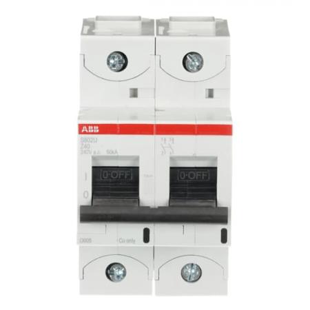 ABB S802U-Z40 Hochleist.-Sicherungsautomat, 40A, Z, 240 V AC=Icu 50kA, 2P, UL 489, 415 V AC=Icu 50kA, EN60947-2