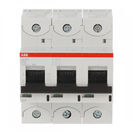 ABB S803PV-SP25 Strangsicherung für Photovoltaikanlagen 1.200 V DC, 25A, 3-polig